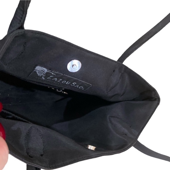 Zazou Sac black, periwinkle blue & chartreuse shoe print shoulder bag purse - Picture 4 of 8